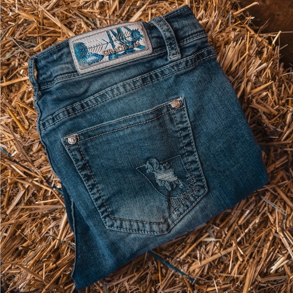 Grace in LA Denim - Grace in LA Women's Faded Blue Slim Straight Jeans